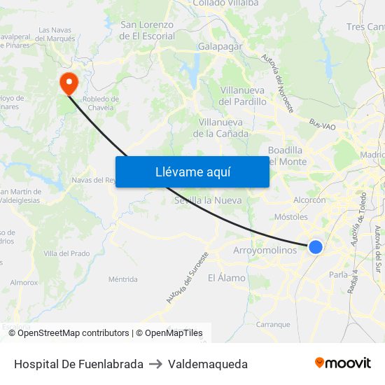Hospital De Fuenlabrada to Valdemaqueda map