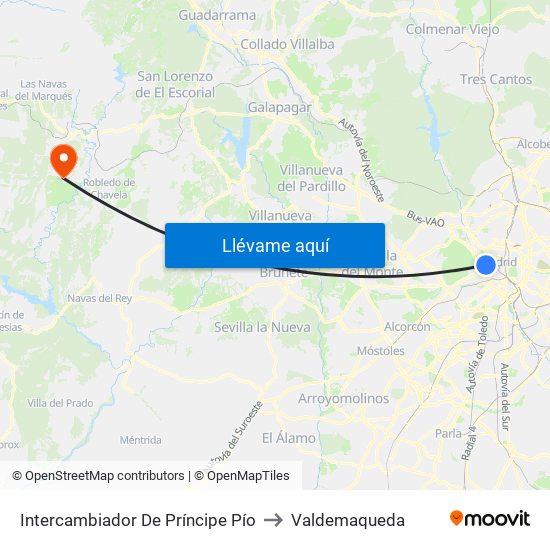 Intercambiador De Príncipe Pío to Valdemaqueda map