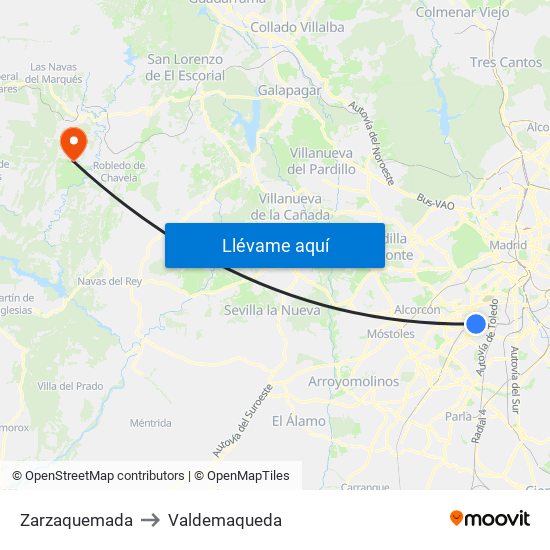 Zarzaquemada to Valdemaqueda map