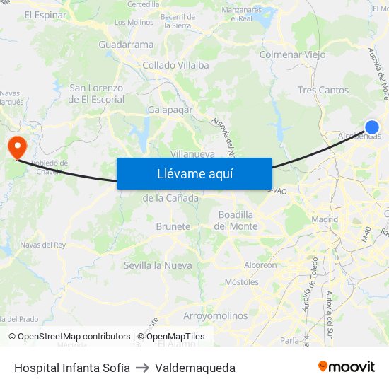Hospital Infanta Sofía to Valdemaqueda map
