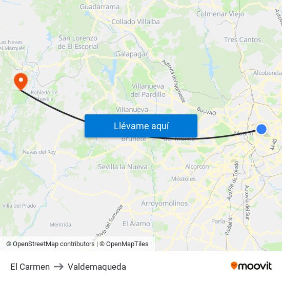 El Carmen to Valdemaqueda map
