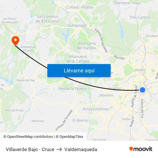 Villaverde Bajo - Cruce to Valdemaqueda map