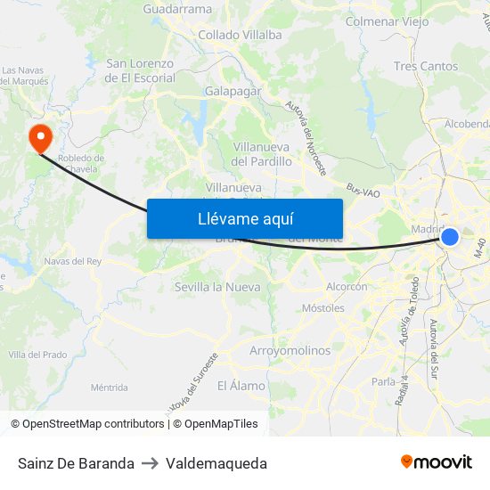 Sainz De Baranda to Valdemaqueda map