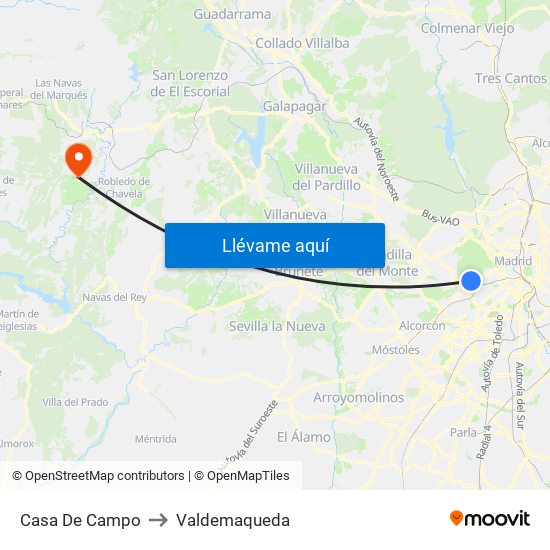 Casa De Campo to Valdemaqueda map
