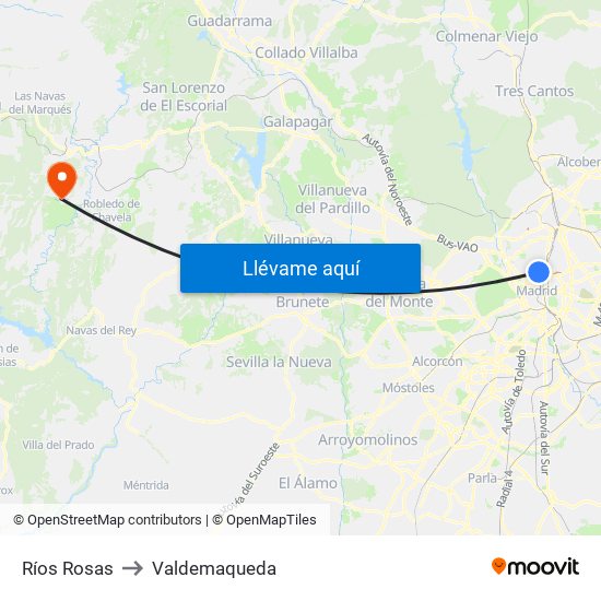 Ríos Rosas to Valdemaqueda map