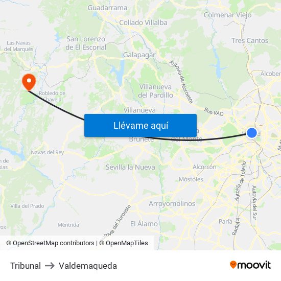 Tribunal to Valdemaqueda map