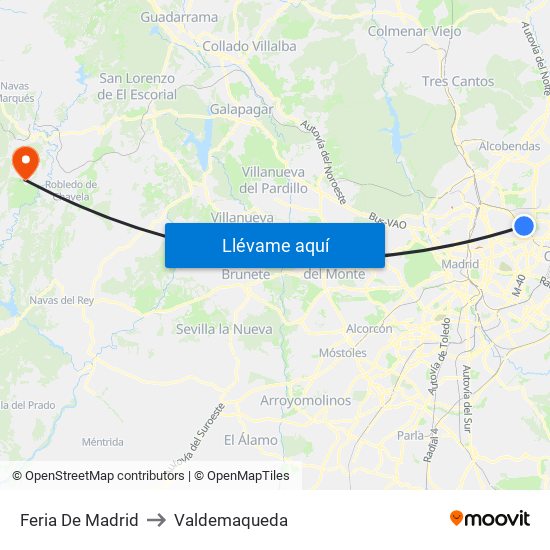 Feria De Madrid to Valdemaqueda map