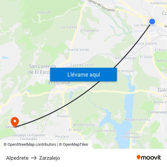 Alpedrete to Zarzalejo map