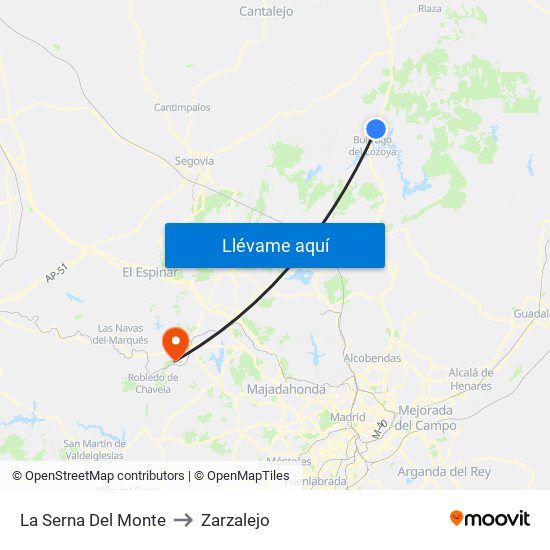 La Serna Del Monte to Zarzalejo map