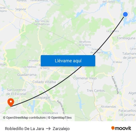 Robledillo De La Jara to Zarzalejo map