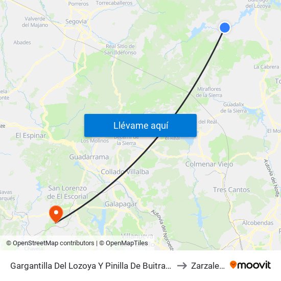 Gargantilla Del Lozoya Y Pinilla De Buitrago to Zarzalejo map