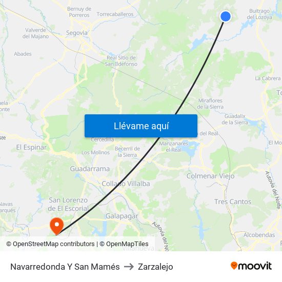 Navarredonda Y San Mamés to Zarzalejo map