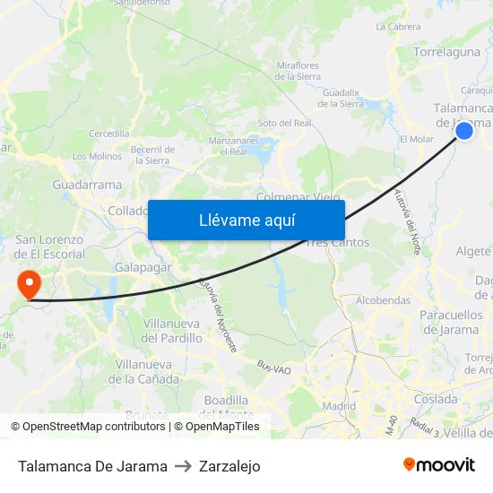 Talamanca De Jarama to Zarzalejo map