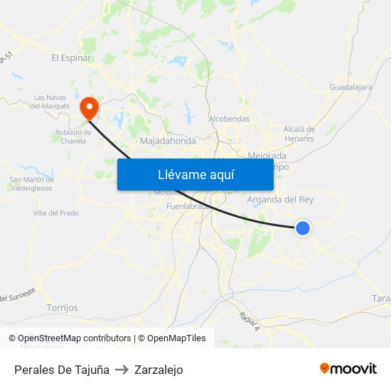 Perales De Tajuña to Zarzalejo map