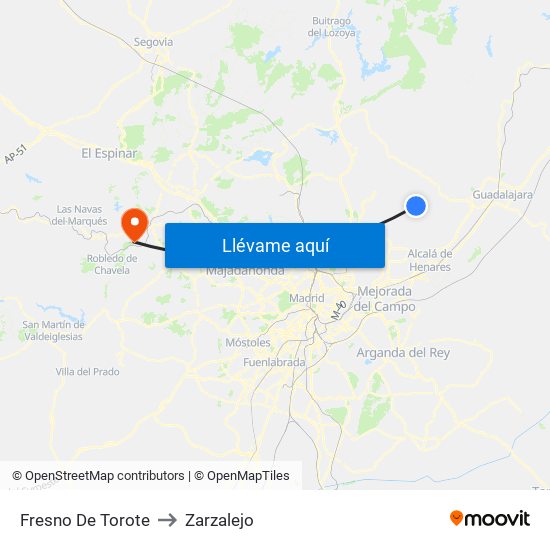 Fresno De Torote to Zarzalejo map