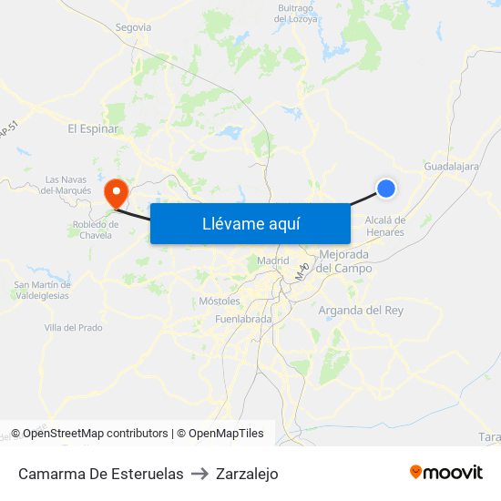Camarma De Esteruelas to Zarzalejo map