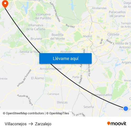 Villaconejos to Zarzalejo map