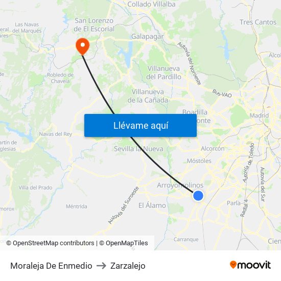 Moraleja De Enmedio to Zarzalejo map