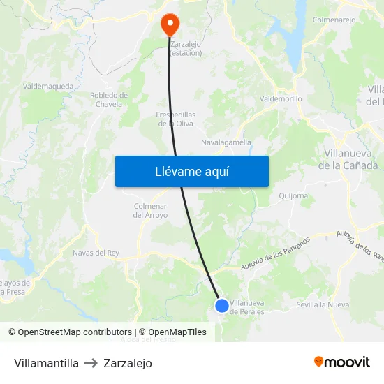 Villamantilla to Zarzalejo map