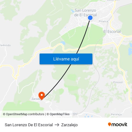 San Lorenzo De El Escorial to Zarzalejo map