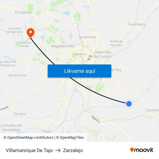Villamanrique De Tajo to Zarzalejo map