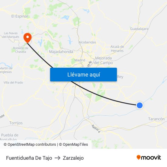 Fuentidueña De Tajo to Zarzalejo map