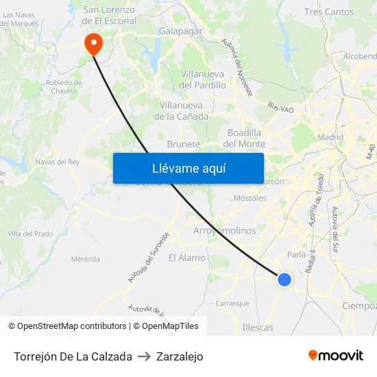 Torrejón De La Calzada to Zarzalejo map