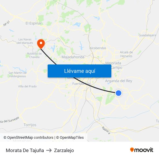 Morata De Tajuña to Zarzalejo map