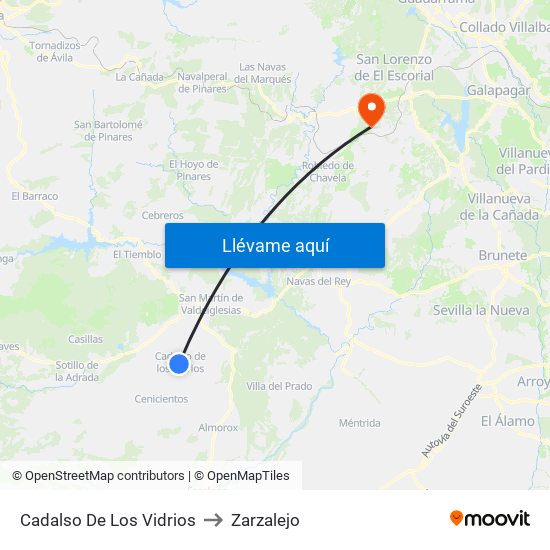 Cadalso De Los Vidrios to Zarzalejo map