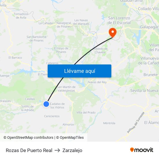 Rozas De Puerto Real to Zarzalejo map