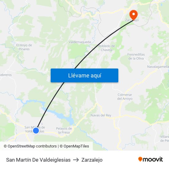 San Martín De Valdeiglesias to Zarzalejo map