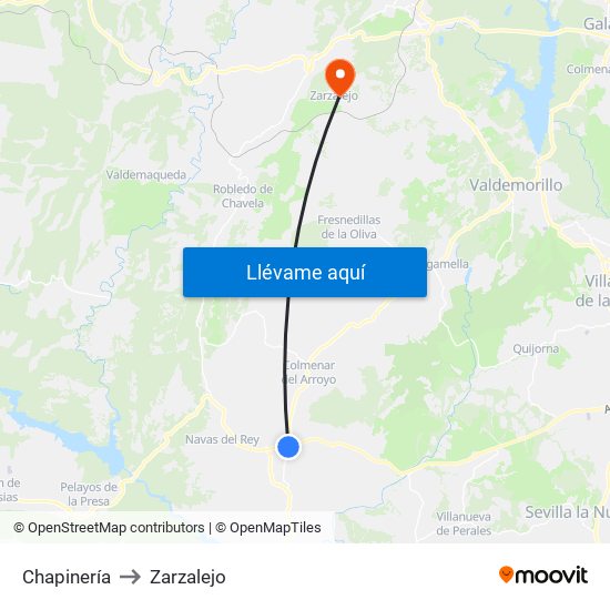 Chapinería to Zarzalejo map