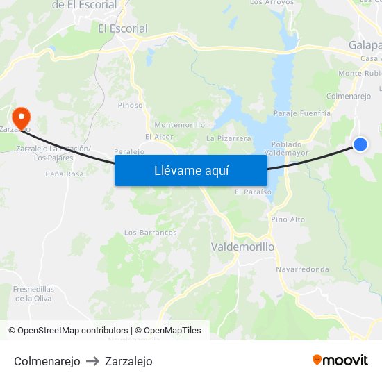 Colmenarejo to Zarzalejo map