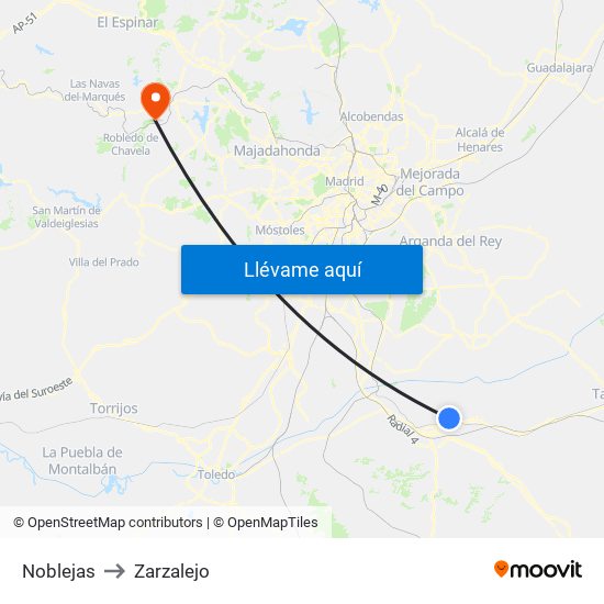 Noblejas to Zarzalejo map