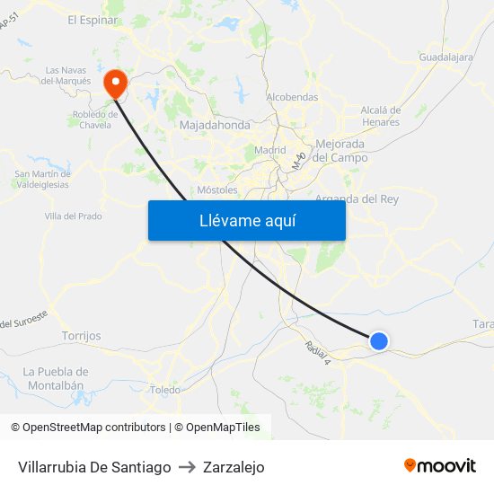 Villarrubia De Santiago to Zarzalejo map