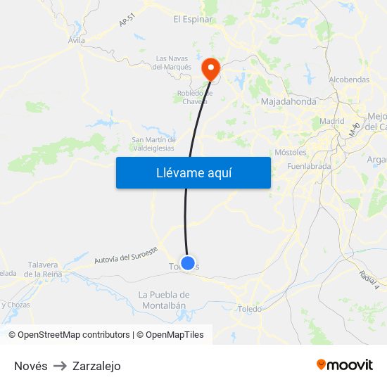 Novés to Zarzalejo map