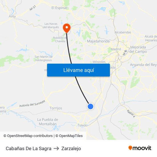 Cabañas De La Sagra to Zarzalejo map