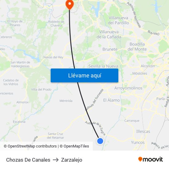 Chozas De Canales to Zarzalejo map