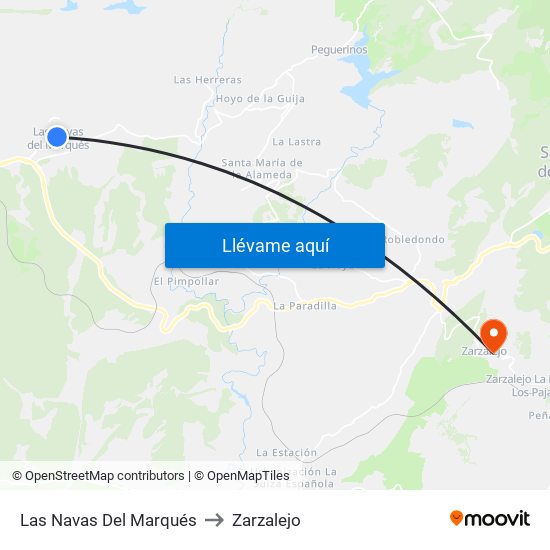 Las Navas Del Marqués to Zarzalejo map