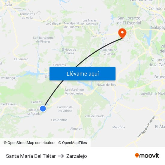 Santa María Del Tiétar to Zarzalejo map