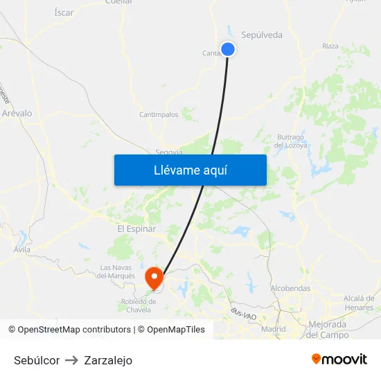Sebúlcor to Zarzalejo map