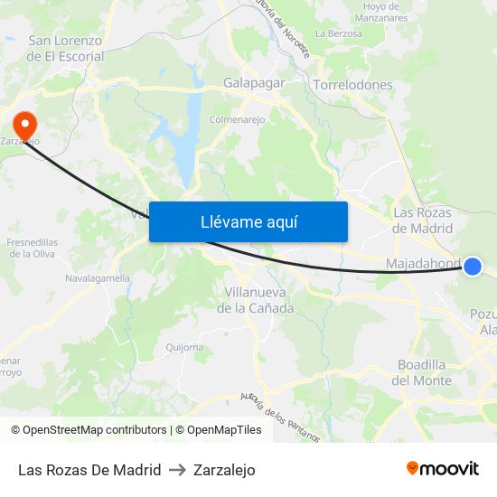 Las Rozas De Madrid to Zarzalejo map