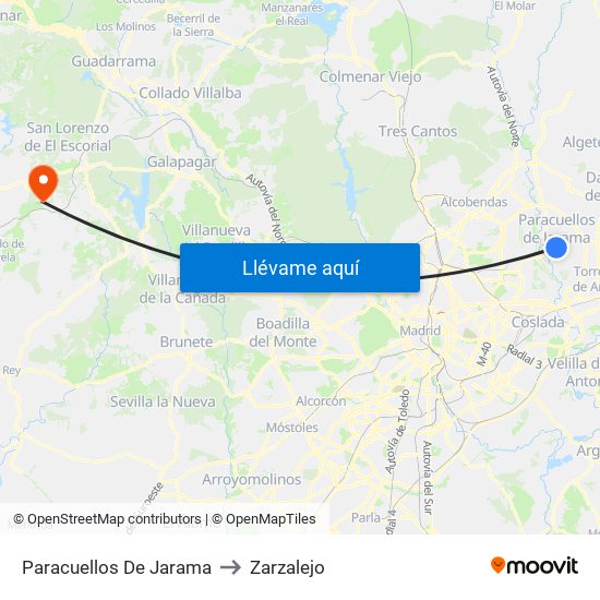 Paracuellos De Jarama to Zarzalejo map