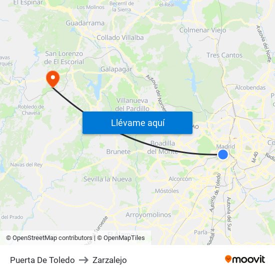 Puerta De Toledo to Zarzalejo map