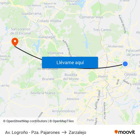 Av. Logroño - Pza. Pajarones to Zarzalejo map