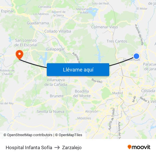 Hospital Infanta Sofía to Zarzalejo map