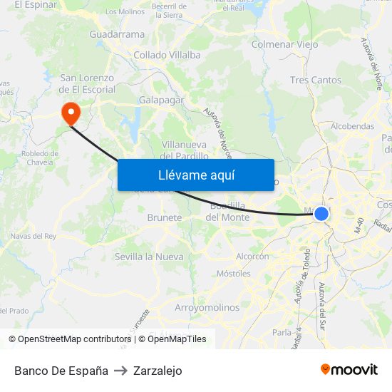 Banco De España to Zarzalejo map