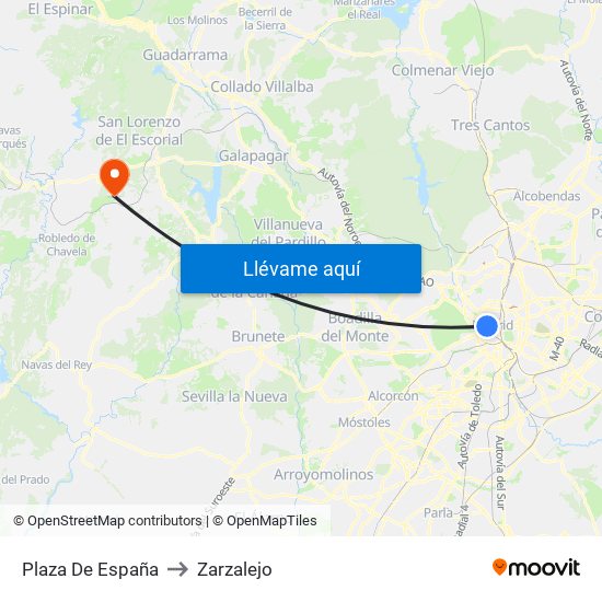 Plaza De España to Zarzalejo map