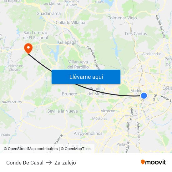 Conde De Casal to Zarzalejo map
