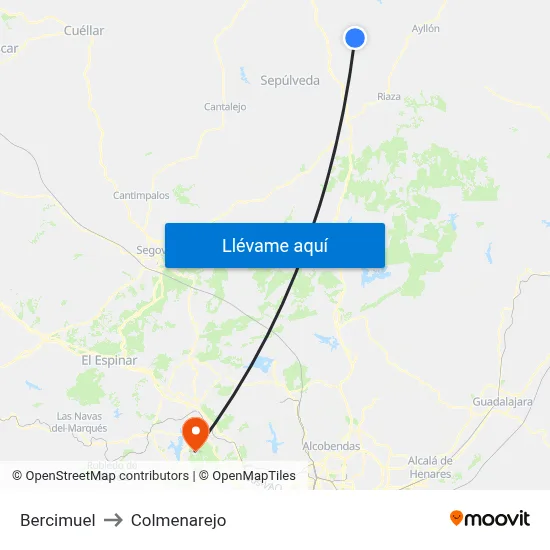 Bercimuel to Colmenarejo map